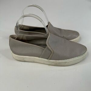 Vince Blair Perforated Gray Leather Slip On Shoes Size 6.5